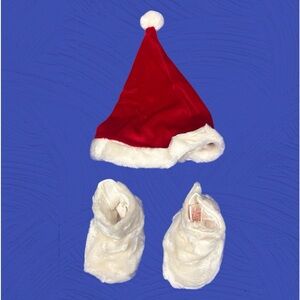 Baby size 18 months Santa Claus hat white faux fur booties Christmas shoes new